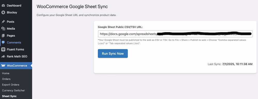 Sync WooCommerce Stock